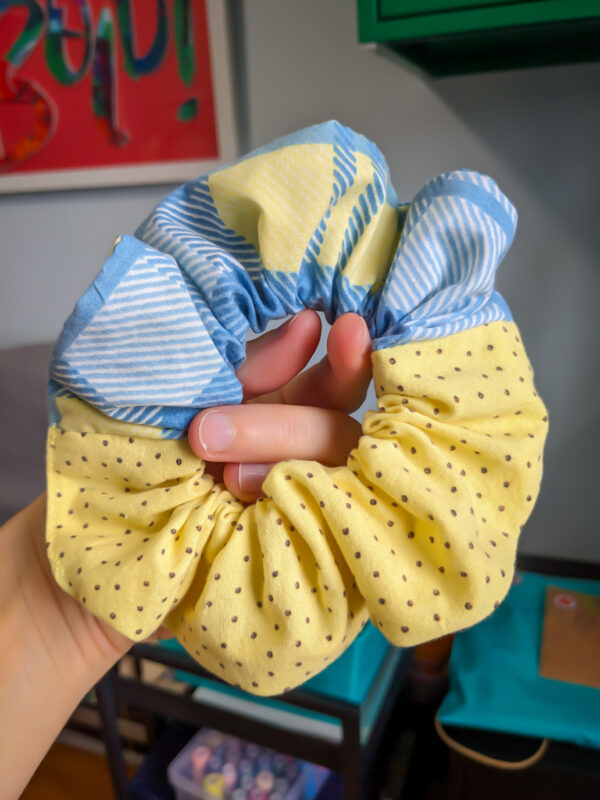 Yellow Blue Scrunchie