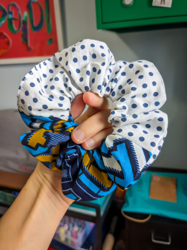 White Blue Scrunchie