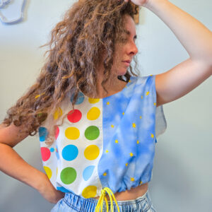 Polka Drawstring Sleeveless Top