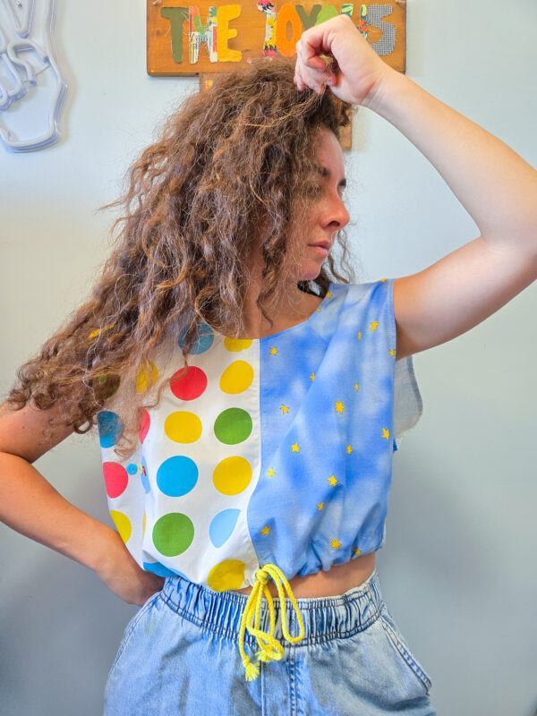Polka Drawstring Sleeveless Top