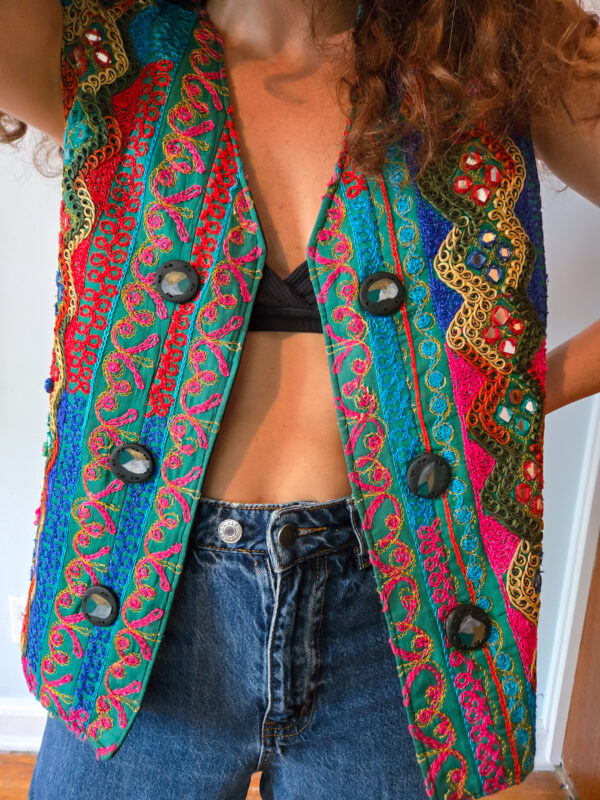 Reworked Embroidered Vintage Vest - Image 3