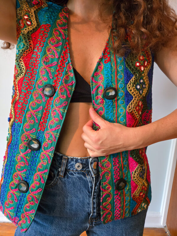 Reworked Embroidered Vintage Vest