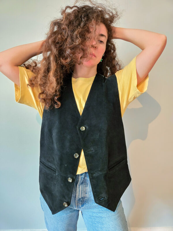Reworked Vintage Leather Vest - Image 2