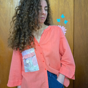 Reworked Linen ruffle Shirt