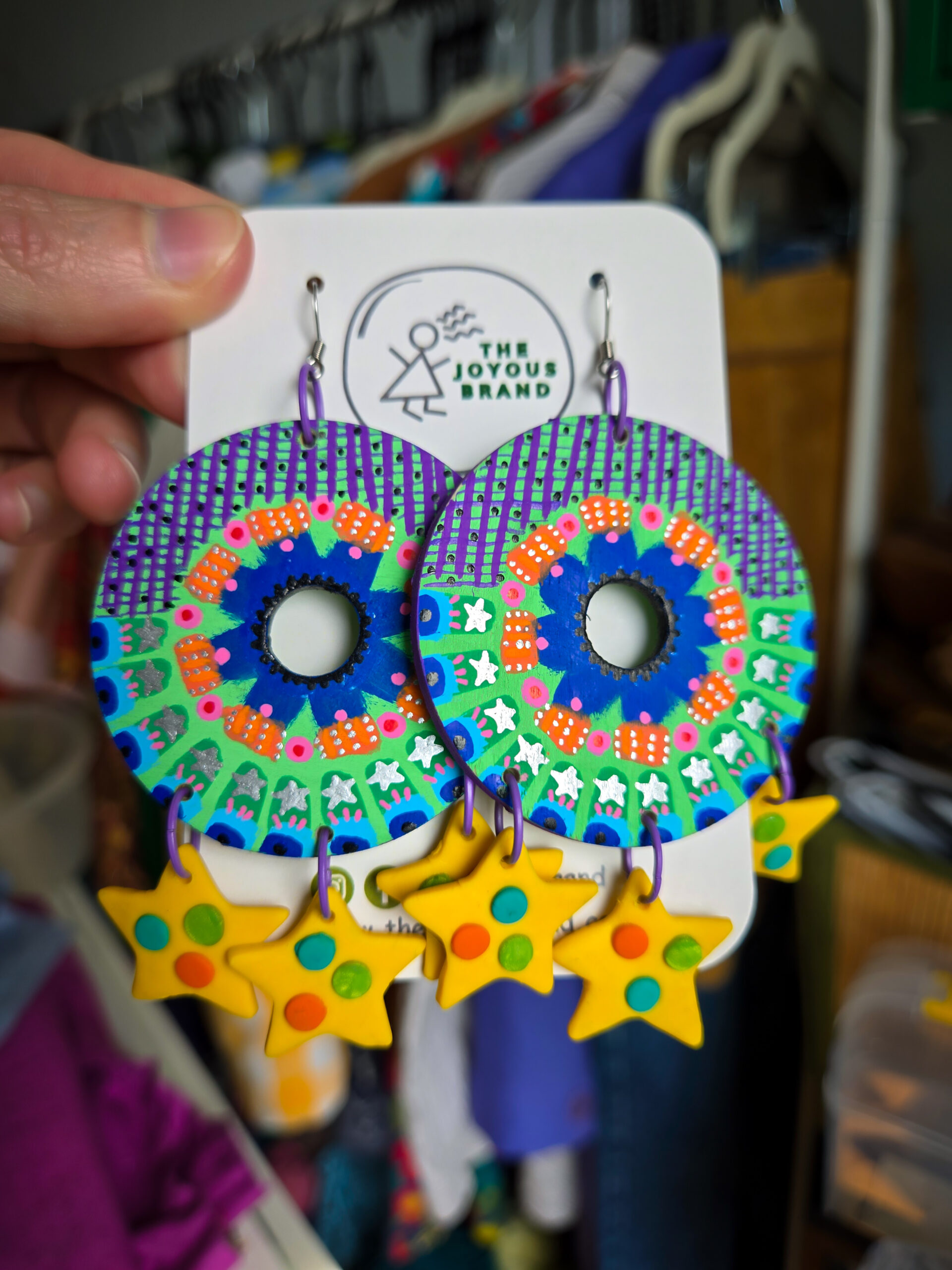 Starry Wooden Earrings - Image 2